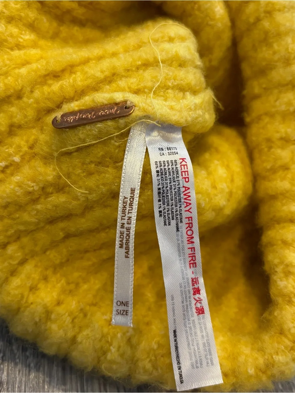 Free People Yellow Ribbed Knit Beanie